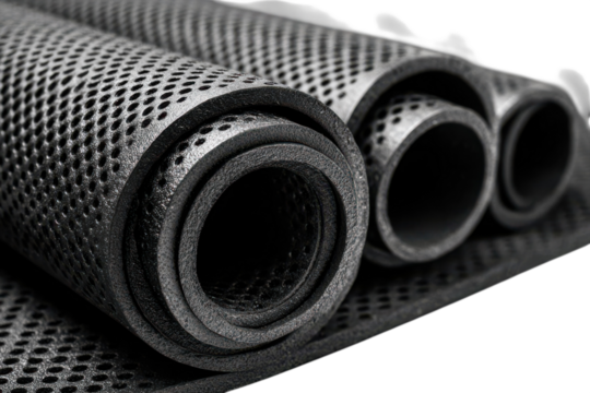 Rolled Black Foam Material Industrial Design Manufacturing Process Product Roll Macro Photography