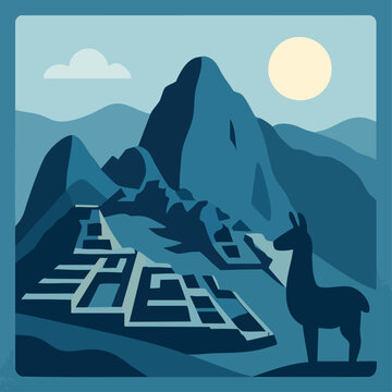 Machu Picchu in Cusco Peru vector illustration