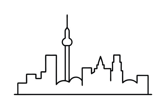Iconic toronto skyline outline featuring the cn tower in a clean vector design