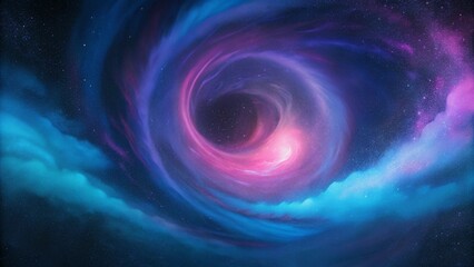 Obraz premium Illustration of vibrant purple and blue spiral galaxy nebula with stars, a cosmic vortex in deep space, representing the infinite universe