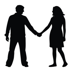 Fototapeta premium Couple Silhouette Walking Hand in Hand