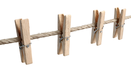 A clothesline pole with a few empty pegs, isolated on a Transparent background