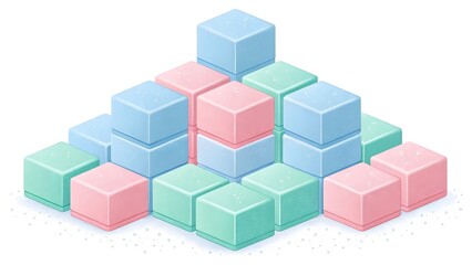Obraz premium Colorful isometric cubes stacked in a pyramid shape
