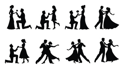 Fototapeta premium Romantic Couple Silhouette Pose Collection