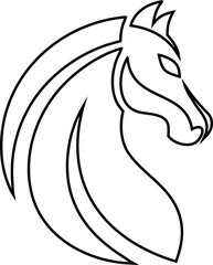 Stylish horse head outline icon. Ideal for branding, horse gear labels, and rural business logos.

