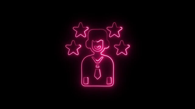 Employee of the Month Animation with Glowing Lines on Black Background