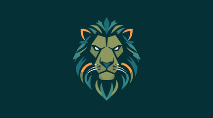 Stylized lion head illustration with intricate details and a striking color palette.