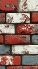 Weathered brick wall with varying colors