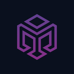 Geometric Hexagon Letter M Logo Design Inspiration