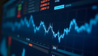 Finanzdiagramm mit Balken- und Liniendiagramm auf digitalem Bildschirm 
