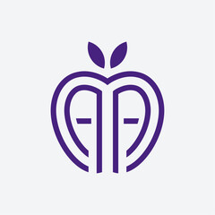 Minimalist Initials AA Apple Logo Vector Illustration