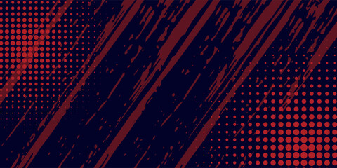 Fototapeta premium Halftone dots red and blue color pattern gradient grunge texture background. Dot pop art comic sport style vector illustration. grunge vector dots