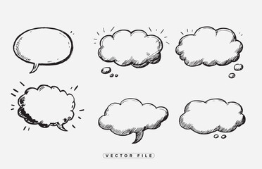 Hand drawn speech bubbles and thought clouds for social media marketing and branding projects