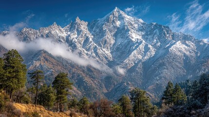 Majestic snow-capped mountain range