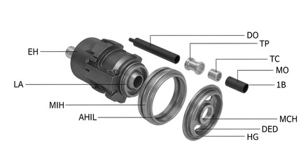 Exploded diagram showcasing internal components of a mechanical device for industrial applications