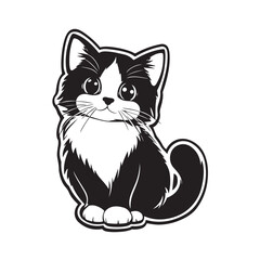 Fototapeta premium Cute cat silhouette, cat silhouette vector, Vector illustration, Silhouette of a cute cat vector illustration, coloring page line art vector, black cat vector, black cat vector illustration