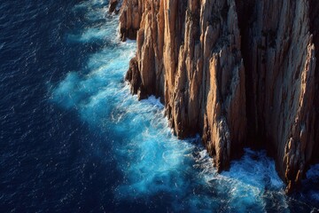 Obraz premium Dramatic coastal cliffs meet the ocean