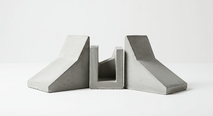 Three Gray Concrete Geometric Forms