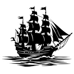 Horror pirate ship silhouette