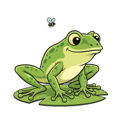 Smiling Cartoon Frog on a Lily Pad