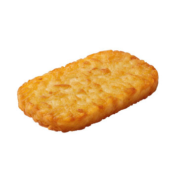 Photo of golden brown hash brown potato patty isolated on transparent background