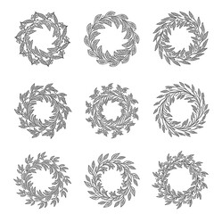 Intricate Floral Wreaths with Detailed Leafy Designs Perfect for Festive Decorations