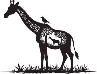 Fototapeta premium Giraffe Silhouette Vector Illustration Set, designed to add a touch of wildlife elegance