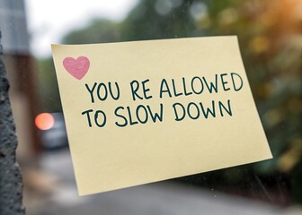 sticky note says youre allowed to slow down