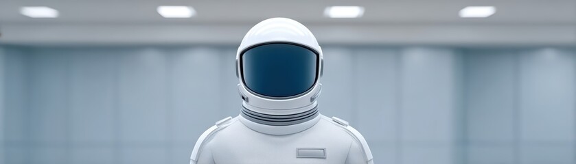 Astronaut in White Suit Inside Modern Space Facility