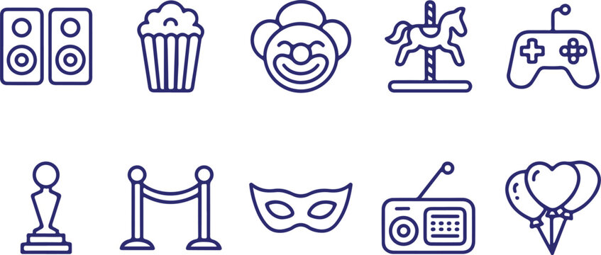 Speakers cupcake clown carousel game controller trophy barrier mask radio balloons