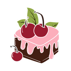 Cherry Chocolate Cake with Leaf Garnish