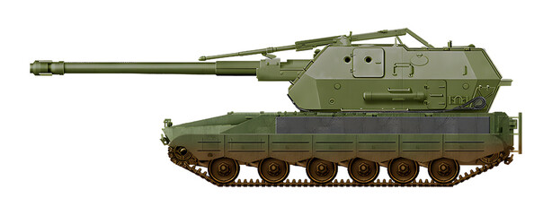 TANA-152 SPH (Self-propelled gun concept based on the TAA tank chassis, with a turret from the DANA self-propelled gun and a 155mm gun) © Tikros