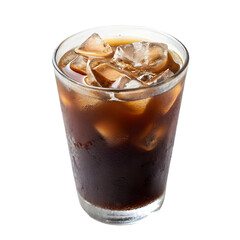 A tall, transparent glass filled with creamy iced cold coffee, swirling with layers of rich espresso and chilled milk.