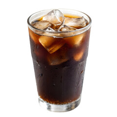 A tall, transparent glass filled with creamy iced cold coffee, swirling with layers of rich espresso and chilled milk.