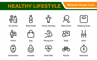 Healthy lifestyle icons in modern thin line style. Perfect for websites, apps, branding, infographics, marketing, templates, user interface and more.