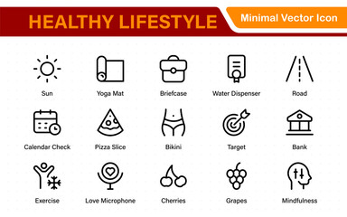 Healthy lifestyle icons in modern thin line style. Perfect for websites, apps, branding, infographics, marketing, templates, user interface and more.