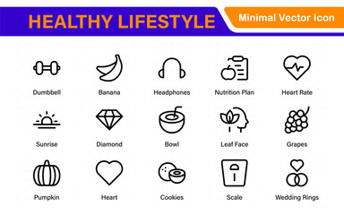 Healthy lifestyle icons in modern thin line style. Perfect for websites, apps, branding, infographics, marketing, templates, user interface and more.