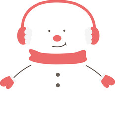 snowman wearing winter red earmuff cartoon illustration 