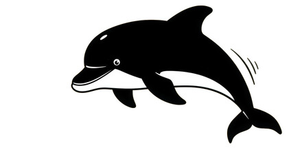 Fototapeta premium A Playful Dolphin Swimming Gracefully Through Dark Ocean Waters at Night