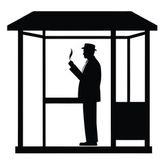 A smoker smoking in a bus stand, CitySmoke, Silhouette of a Man Smoking,  Silhouette of man taking selfie., BusLoop, Silhouette of a man taking a selfie on gray background, Detective Black and White.