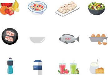 Print icon food flat fruits cute