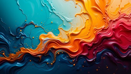 vibrant abstract liquid paint swirl with dynamic flowing textured layers and vivid colors blending