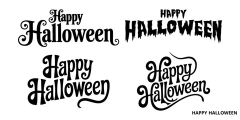 Happy Halloween Hand lettering Vector,Happy halloween text,font,banner,calligraphy,cursive, typography,silhouette art poster and celebration card design.