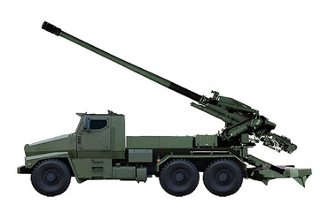 Concept of a variant of the self-propelled gun based on the Typhoon-U truck, with a 155mm gun