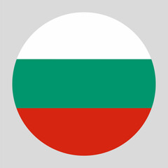 Bulgaria flag in round style. Bulgaria flag icon. Official standard colors. Round or circle flag. Perfect for badges, apps, stickers, national events, or patriotic design projects.