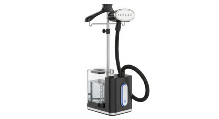 Modern garment steamer with water tank and hose