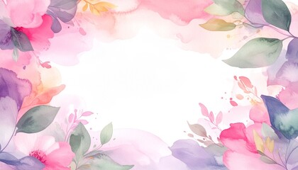 Obraz premium ピンク色系の水彩画の花 中央はコピースペース 生成Aiイラスト