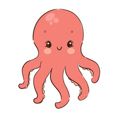 Hand drawn cute octopus soft baby marine animal vector Kids print