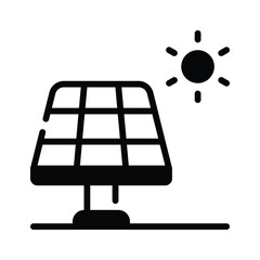 Visually appealing glyph icon depicting solar panel energy