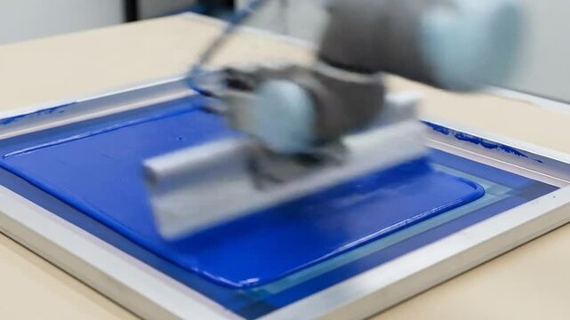 Automated Screen Printing Process with Blue Ink